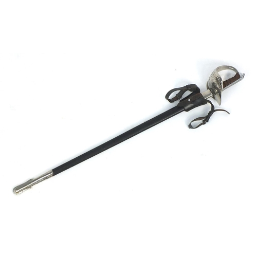 795 - Military interest sword with scabbard, 98cm in length