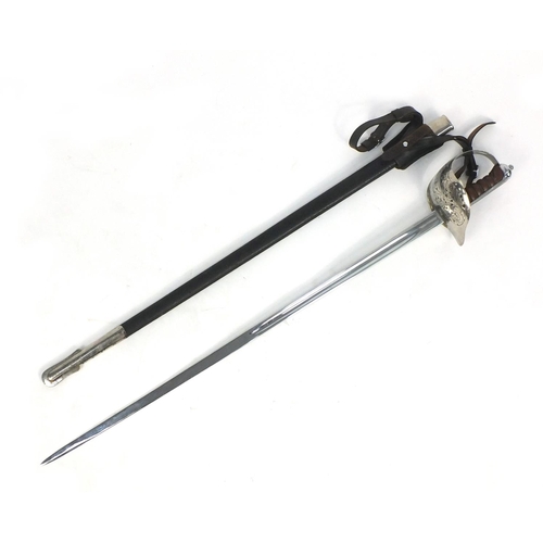 795 - Military interest sword with scabbard, 98cm in length