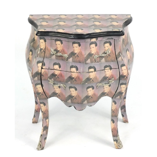 27 - Elvis Presley decorated Bombé chest, 73cm H x 61cm W x 37cm D