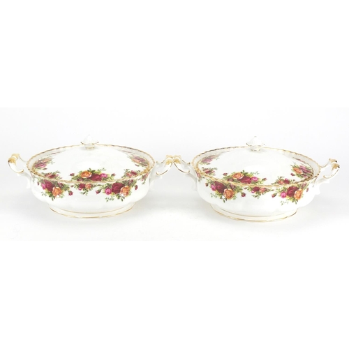 355 - Two Royal Albert Old Country Roses pattern tureens with lids, 22.5cm in diameter