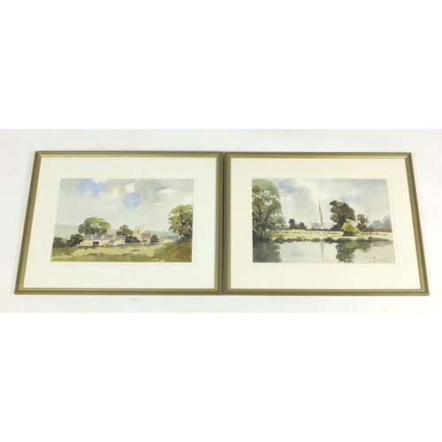 330 - Frank Parker - Two Churches, watercolour on paper, each mounted and framed, 45cm x 28.5cm