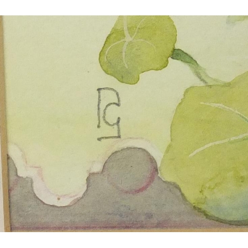 2551 - Rosemary Gregsten - Still life, set of three watercolours, one with label verso, mounted and framed,... 