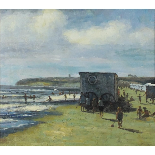 2297 - Norfolk beach scene, impressionist oil on canvas, bearing an indistinct signature and inscription ve... 