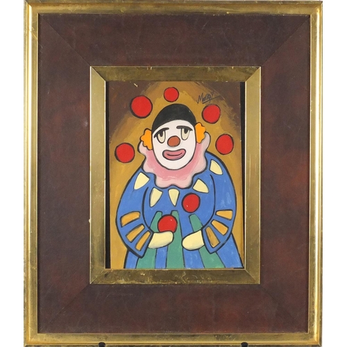 2209 - Portrait of a clown, Irish school gouache, bearing a signature Markey, 25cm x 18.5cm