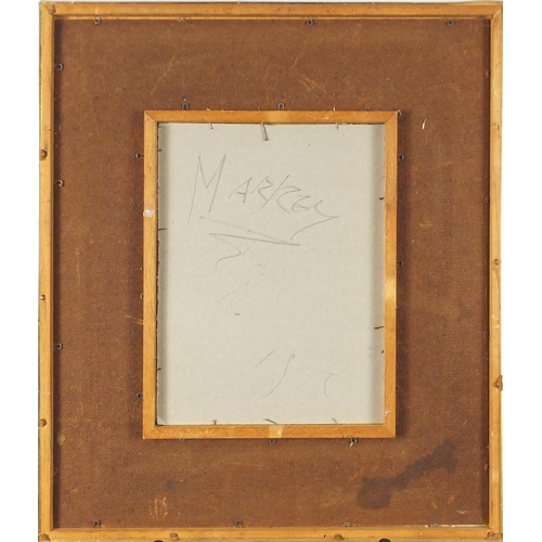 2209 - Portrait of a clown, Irish school gouache, bearing a signature Markey, 25cm x 18.5cm