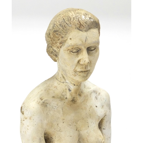 2225 - Modernist plaster sculpture of a nude female, 49cm high