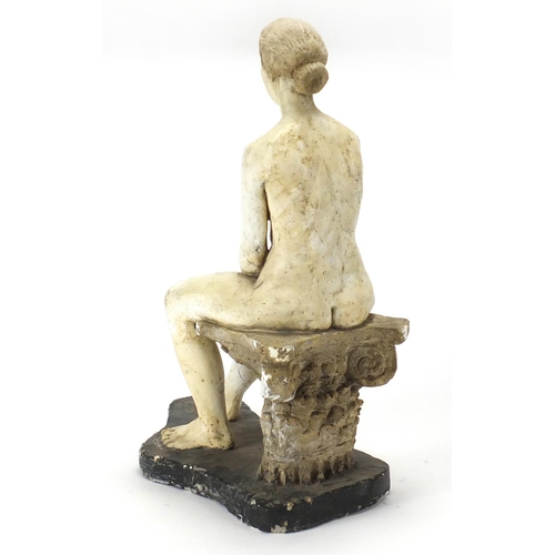 2225 - Modernist plaster sculpture of a nude female, 49cm high