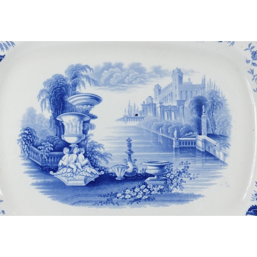 2363 - Victorian blue and white meat platter, 48cm wide