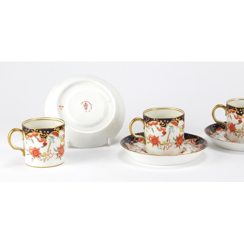 2200 - Five Royal Crown Derby Imari coffee cans and saucers, each coffee can 5cm high