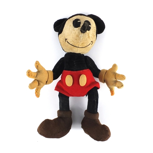 260 - Early 20th century Mickey Mouse soft toy with articulated limbs, 33cm high