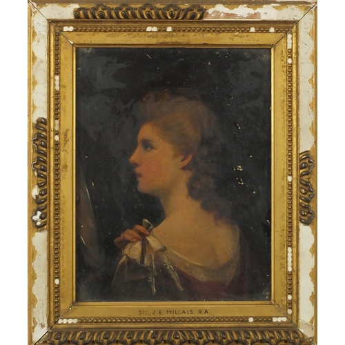 851 - John Everett Millais - Portrait of a young female, 19th century oil on canvas, mounted and framed, 2... 