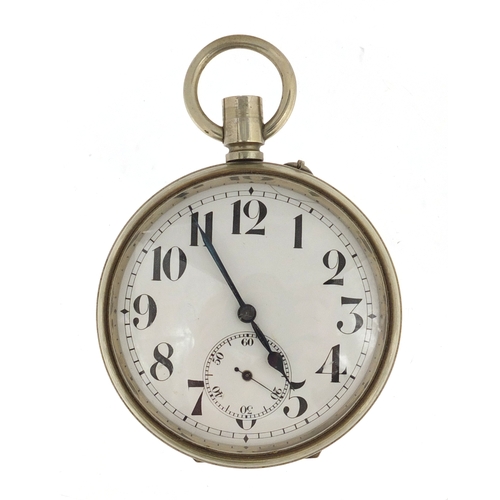 819 - Gentleman's oversized pocket watch with subsidiary dial, housed in a Victorian silver mounted and le... 