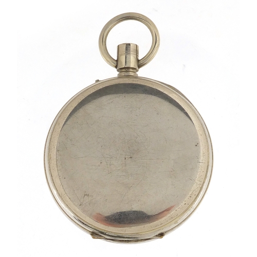 819 - Gentleman's oversized pocket watch with subsidiary dial, housed in a Victorian silver mounted and le... 