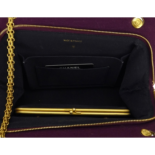 2446 - Chanel Matelassé wool shoulder bag, with dust bag and certificate, serial number 3671393, 28cm wide