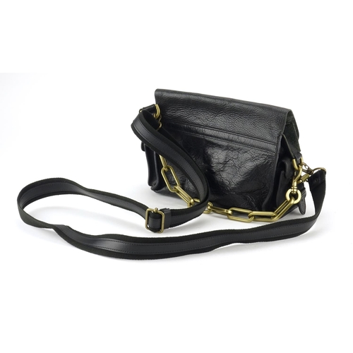 2448 - Mulberry black leather shoulder bag, 25cm wide