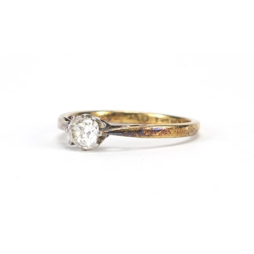 2628 - 18ct gold and platinum diamond solitaire ring, size K, approximate weight 1.7g, housed in a Victoria... 