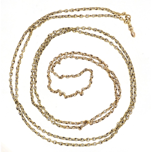 716 - 9ct gold Longuard chain, 150cm in length, approximate weight 25.0g