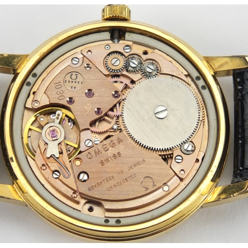 786 - Gentleman's Omega wristwatch with date dial, the movement numbered 43536482, 3.4cm in diameter, with... 