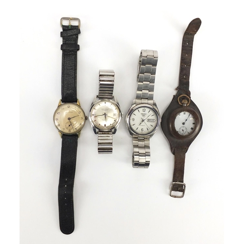 2842 - Three gentleman's wristwatches comprising Seiko automatic 5, Daniel Perret automatic, one other and ... 