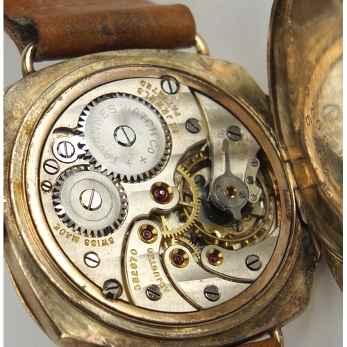 791 - Gentleman's 9ct gold wristwatch with subsidiary dial, the movement numbered 582670, the case 2.9cm w... 