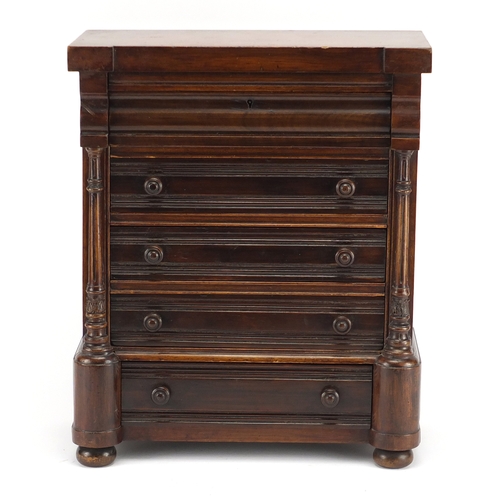29 - Victorian mahogany chest of small proportions, in the form of a Scottish chest of drawers, 38cm H x ... 
