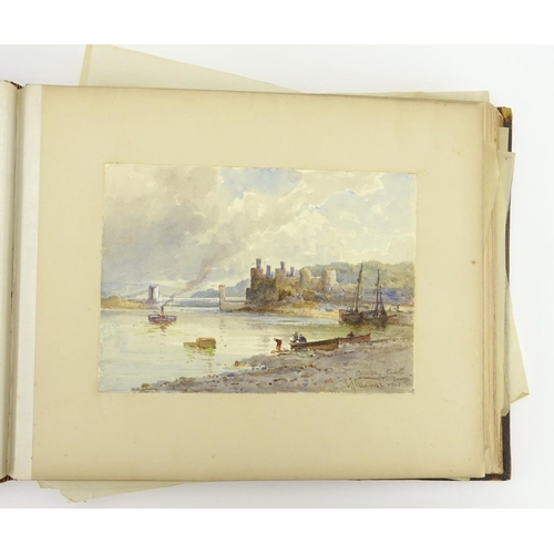 671 - E A Kranse - Album of watercolours including Conway Castle, the album 29cm x 23cm