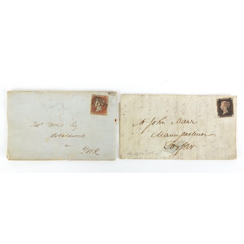 138 - 19th century postal history penny black and penny red covers, dated 1840 and 1853