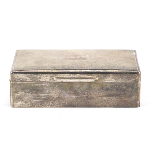 591 - Rectangular silver cigar box, the hinged lid with engine turned decoration, by Garrard & Co, London ... 