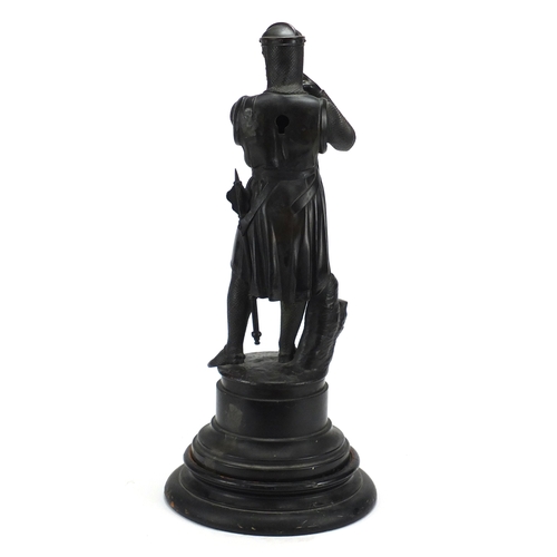 1 - W Beattie SC - William Wallace, patinated bronze figure raised on a circular black slate base, on eb... 