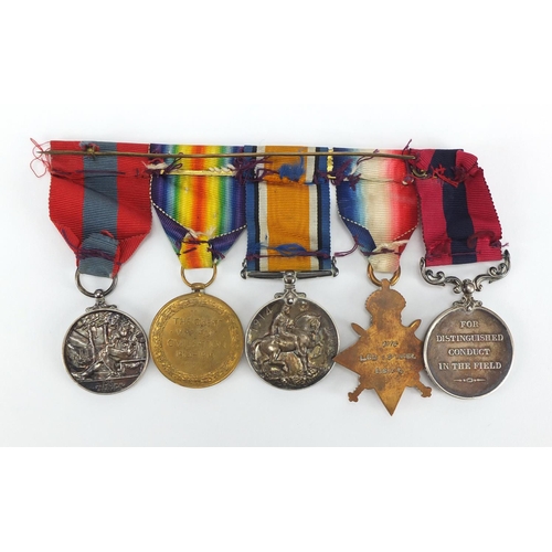 168 - British Military World War I medal group comprising trio, Distinguished Conduct Medal and faithful s... 