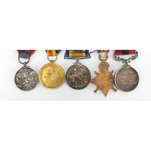 168 - British Military World War I medal group comprising trio, Distinguished Conduct Medal and faithful s... 