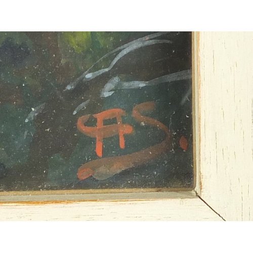 1006 - Continental landscape, watercolour and gouache, bearing a monogram AS, framed, 36cm x 24.5cm