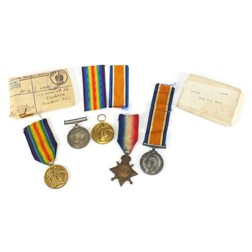 177 - British Military World War I medal groups relating to the Wray family comprising a trio awarded to 2... 