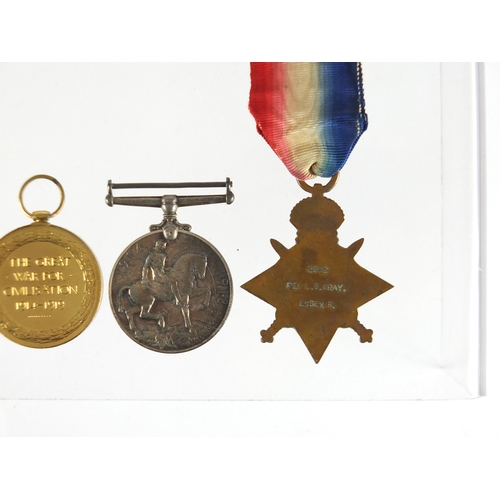 177 - British Military World War I medal groups relating to the Wray family comprising a trio awarded to 2... 