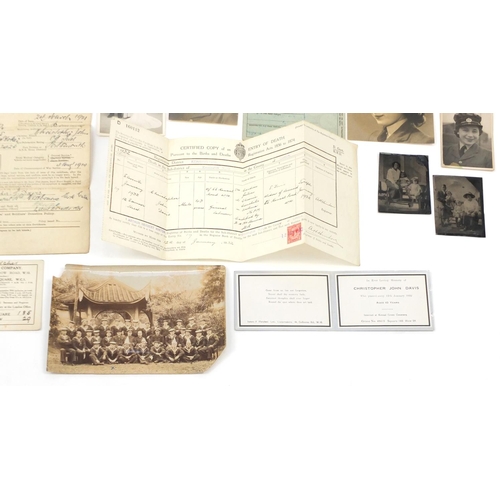 202 - 19th century Naval ephemera and identity certificate relating to Winifred Overbury (Christopher John... 