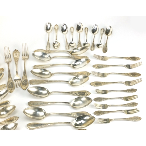 622 - Russian silver seventy three piece cutlery suite, each marked 875, by J Zusser, the largest 21.5cm i... 