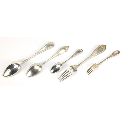 622 - Russian silver seventy three piece cutlery suite, each marked 875, by J Zusser, the largest 21.5cm i... 