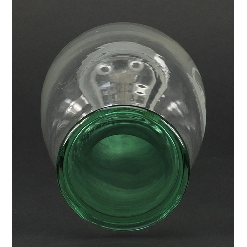 480 - Art Deco glass decanter etched with a nude female bathing, etched marks to the base, 23.5cm high