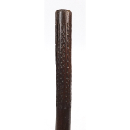 372 - Oceanic Fijian tribal Rootstock war club with carved grip, 100cm in length