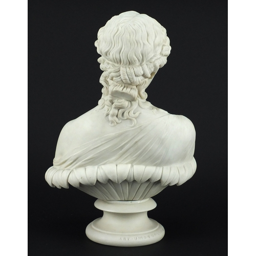 447 - Victorian Parian bust of Clytie after C Delpech, incised Art Union of London, impressed marks, 34cm ... 
