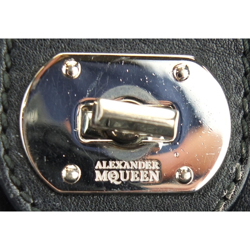 2450 - Alexander McQueen black leather handbag, 33cm wide