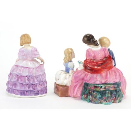 2410 - Two Royal Doulton figurines, The Bedtime Story HN2059 and Rose HN2123, the largest 13cm high