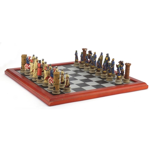 2292 - Hand painted Crusade chess set with board