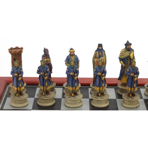 2292 - Hand painted Crusade chess set with board