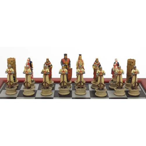 2292 - Hand painted Crusade chess set with board