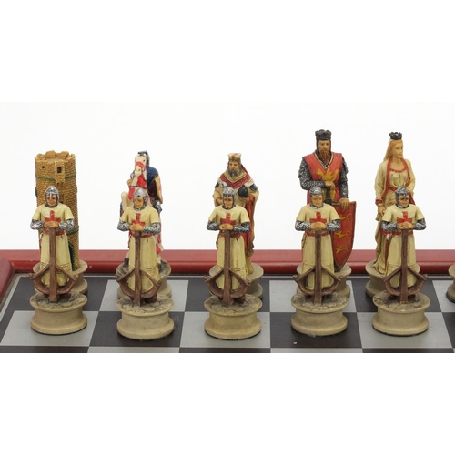2292 - Hand painted Crusade chess set with board