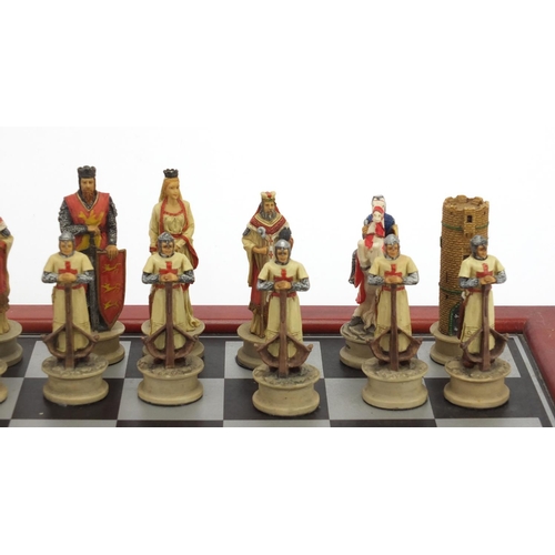 2292 - Hand painted Crusade chess set with board