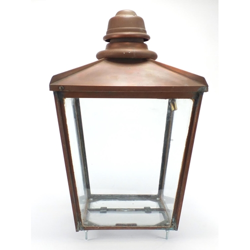 2107 - Copper and glass street lantern, 62cm high