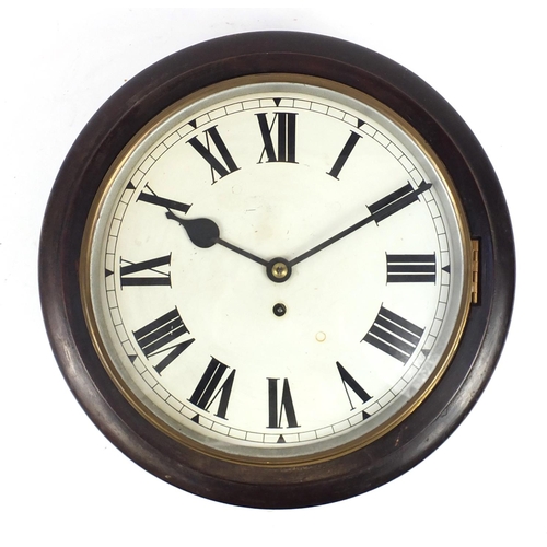 2005 - Victorian mahogany fusee wall clock with Roman numerals, 39.5cm in diameter