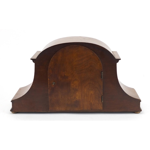 2319 - Oak Westminster chiming mantel clock, with Arabic numerals, 24cm high